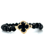 Sterling Silver Yellow Gold Plated Black Clover Stretch Bracelet