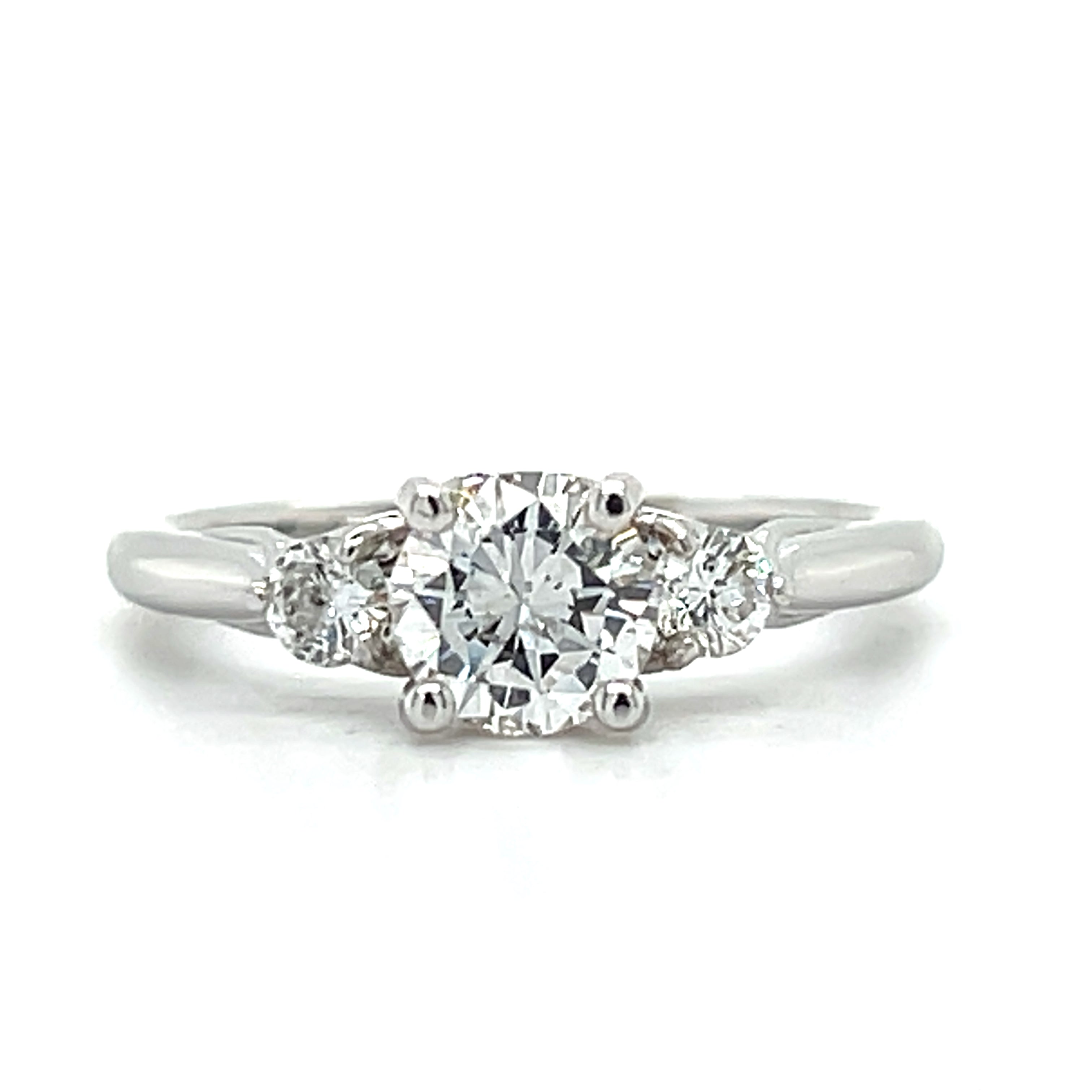 "Nova" 14K White Gold 1.02 Carat Total Weight Mined Diamond, .84CT Brilliant Round G, SI2 Center Diamond and .18 (2) Side Diamonds Bridal Engagement Ring WJS Custom Set Collection