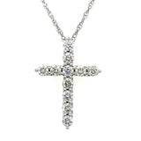 14K White Gold 0.64 Carat Total Weight Diamond Cross Pendant