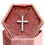 14K White Gold 0.64 Carat Total Weight Diamond Cross Pendant