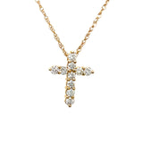 14K Yellow Gold 0.34 Carat Total Weight Diamond Cross Pendant