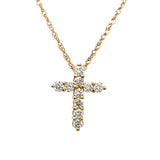 14K Yellow Gold 0.34 Carat Total Weight Diamond Cross Pendant