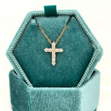 14K Yellow Gold 0.34 Carat Total Weight Diamond Cross Pendant