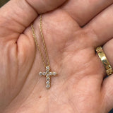 14K Yellow Gold 0.34 Carat Total Weight Diamond Cross Pendant