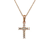 14K Rose Gold 0.12 Carat Total Weight Diamond Cross Pendant