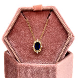 "Celia" WJS Custom Set "Celia" WJS 14K Yellow Gold 0.75CT Oval Lab Created Blue Sapphire and 02 Carat Total Weight Diamond Pendant