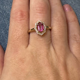 WJS Custom 14K Yellow Gold 1.25CT Pink Topaz and 0.18 Carat Total Weight Diamond Ring