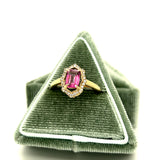 WJS Custom 14K Yellow Gold 1.25CT Pink Topaz and 0.18 Carat Total Weight Diamond Ring