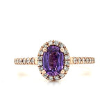 WJS Custom Set 14K Rose Gold 0.25 Carat Diamond Total Weight and 0.72 Carat Oval Amethyst Ring