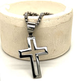 Men's Stainless Steel Cut-Out Cross Necklace