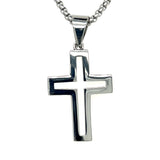 Men's Stainless Steel Cut-Out Cross Necklace