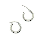 14K White Gold Polished Huggie Hoops