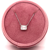 Sterling Silver Rectangle Bezel-Set Cubic Zirconia Necklace