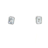 Sterling Silver Rectangle CZ Earrings