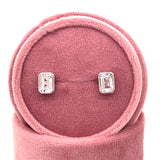 Sterling Silver Rectangle CZ Earrings