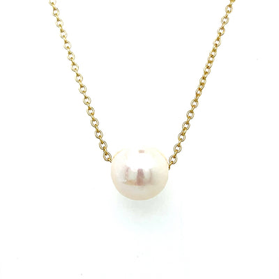 Sterling Silver Gold Plated 10mm Freshwater Pearl Necklace – 16+2"