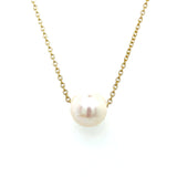 Sterling Silver Gold Plated 10mm Freshwater Pearl Necklace – 16+2"