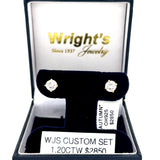 WJS Set 14K Yellow Gold 1.20 Carat Diamond Studs with Locking Backs