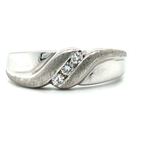 Men's 14K White Gold .18 Carat Total Weight Diamond Wedding Band with Polish and Brushed Finish
