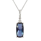 14K White Gold 6X12mm 2.77CT Lab Alexandrite and 0.055 Carat Total Weight (10) Diamond Pendant