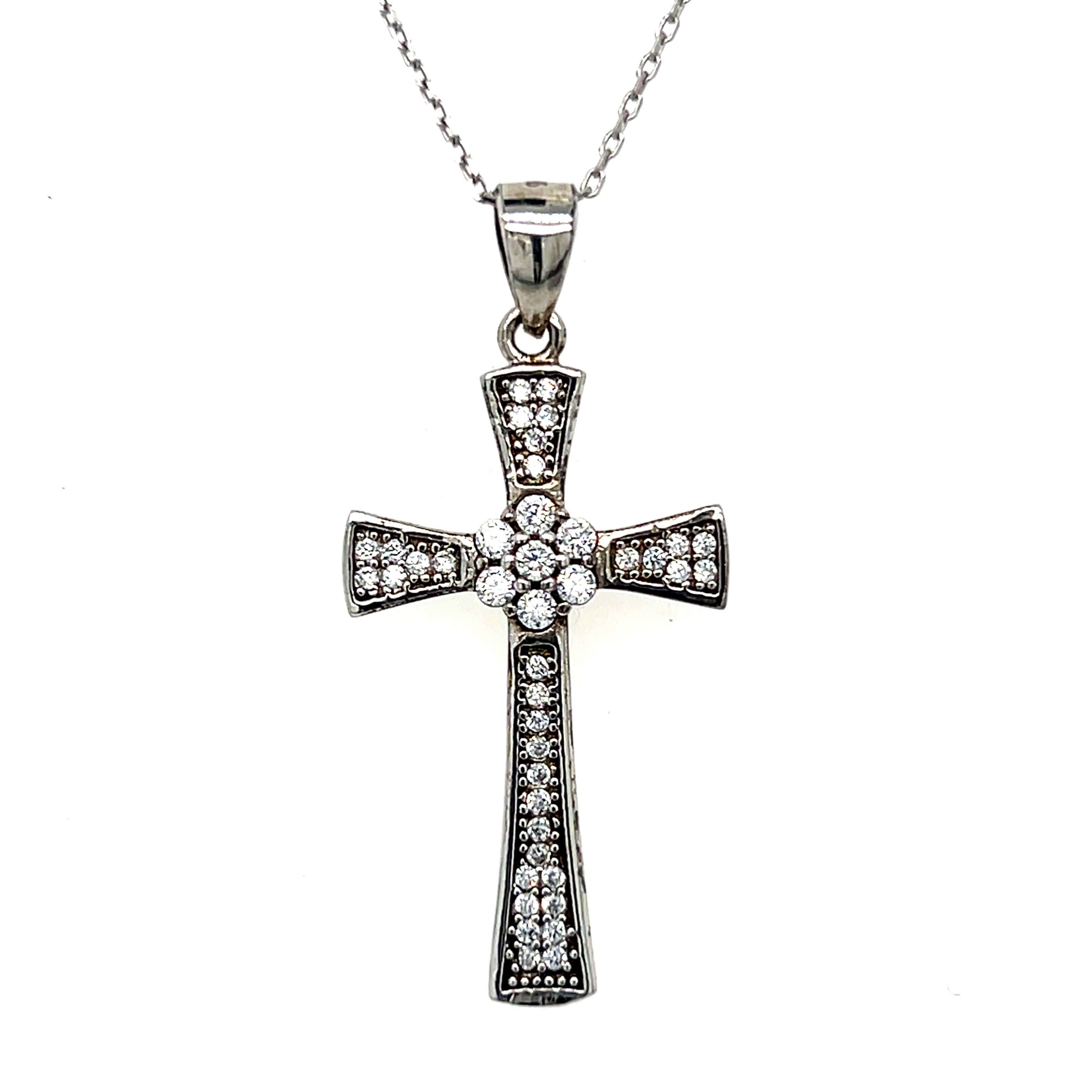 Sterling Silver Cubic Zirconia Cross Pendant