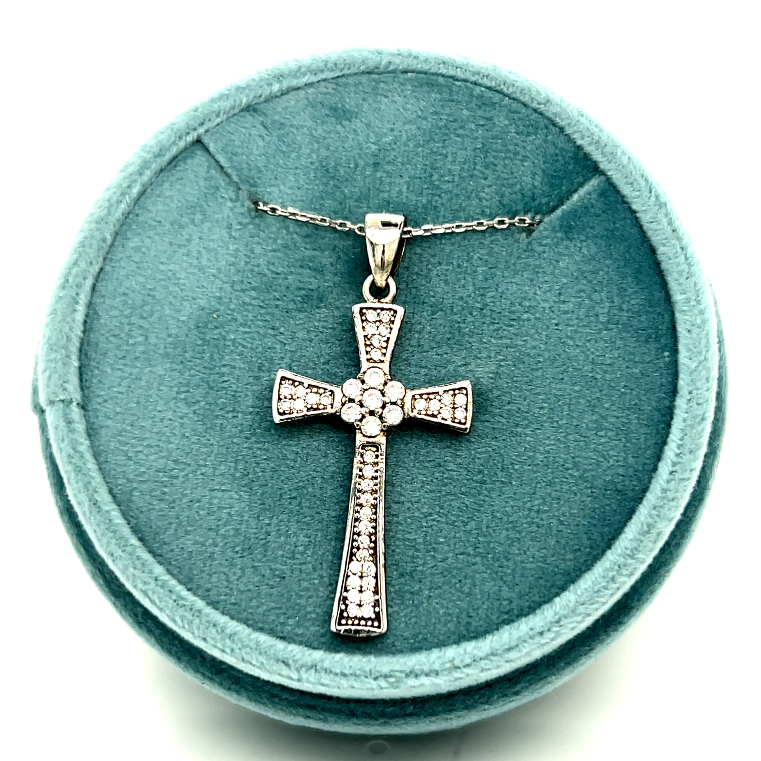 Sterling Silver Cubic Zirconia Cross Pendant
