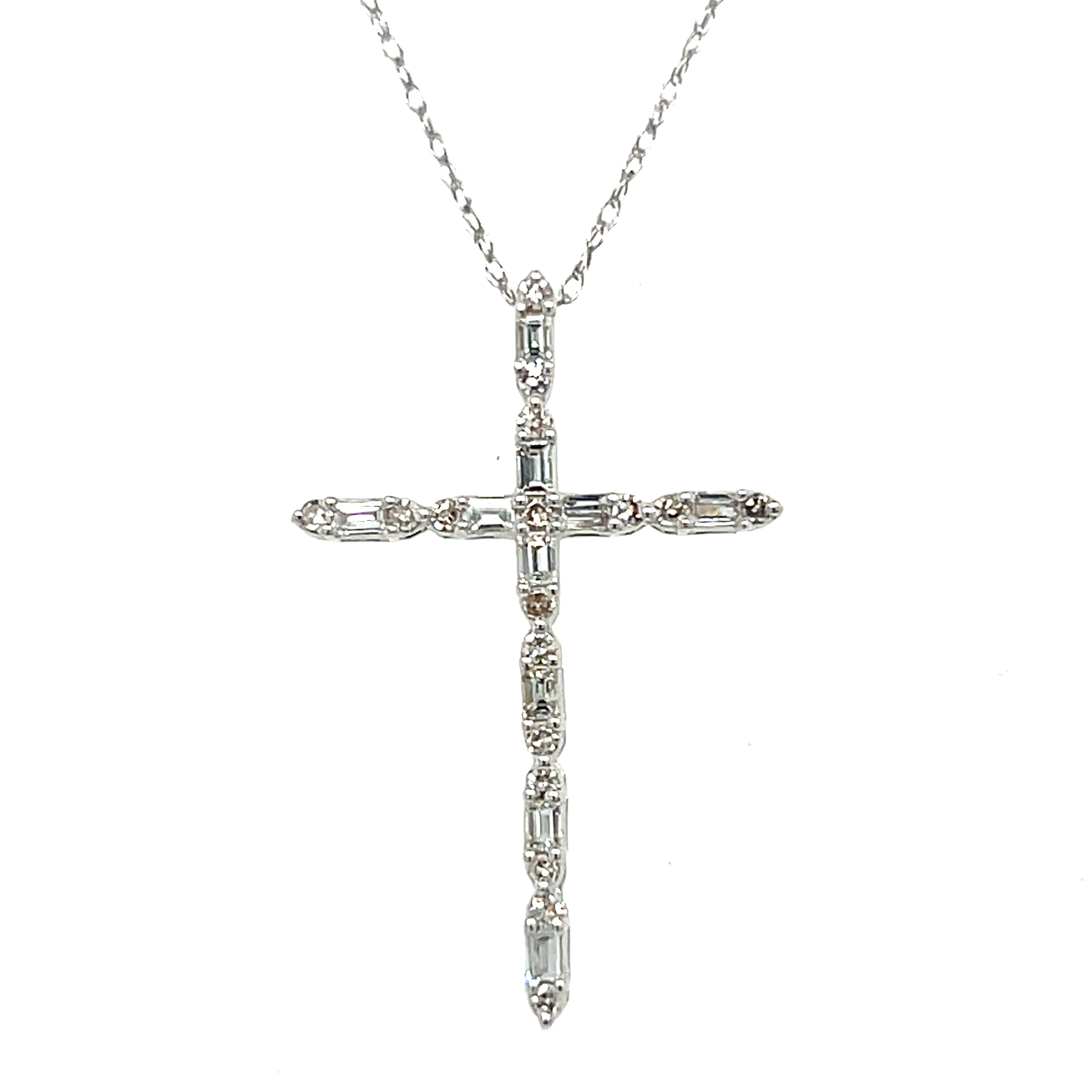 "Amy" 10K White Gold 1/4 Carat Total Weight Diamond Cross Necklace