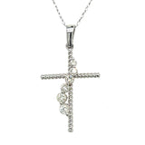 10K White Gold 1/5 Carat Total Weight Diamond Cross Necklace