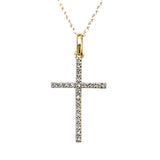 10K Yellow Gold 0.06 Carat Total Weight Diamond Cross Necklace