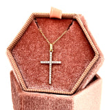10K Yellow Gold 0.06 Carat Total Weight Diamond Cross Necklace