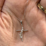 10K White Gold 1/5 Carat Total Weight Diamond Cross Necklace