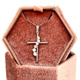 10K White Gold 1/5 Carat Total Weight Diamond Cross Necklace