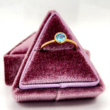 10KY 5mm Bezel Set Round Blue Topaz Stackable/Minimalist Ring