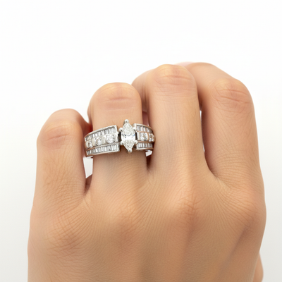 "Roya" 14K White Gold 1.00CTW (0.40CT Center) Diamond Engagement Ring Estate