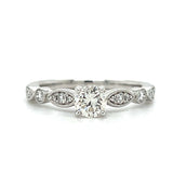 "Adrian"  WJS Set 14K White Gold 0.67 Carat Total Weight (13 Brilliant Round) Diamond including 0.50CT Center Diamond Engagement Ring
