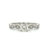 "Adrian"  WJS Set 14K White Gold 0.67 Carat Total Weight (13 Brilliant Round) Diamond including 0.50CT Center Diamond Engagement Ring