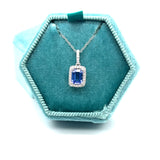 14K White Gold 0.92CT 5x7mm Emerald CutTanzanite and 0.105 Carat Total Weight (29) Diamond Pendant