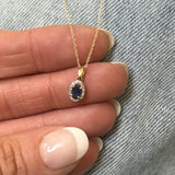 10K Yellow Gold 0.61CT Sapphire and 0.05 Carat Total Weight Diamond Fashion Pendant