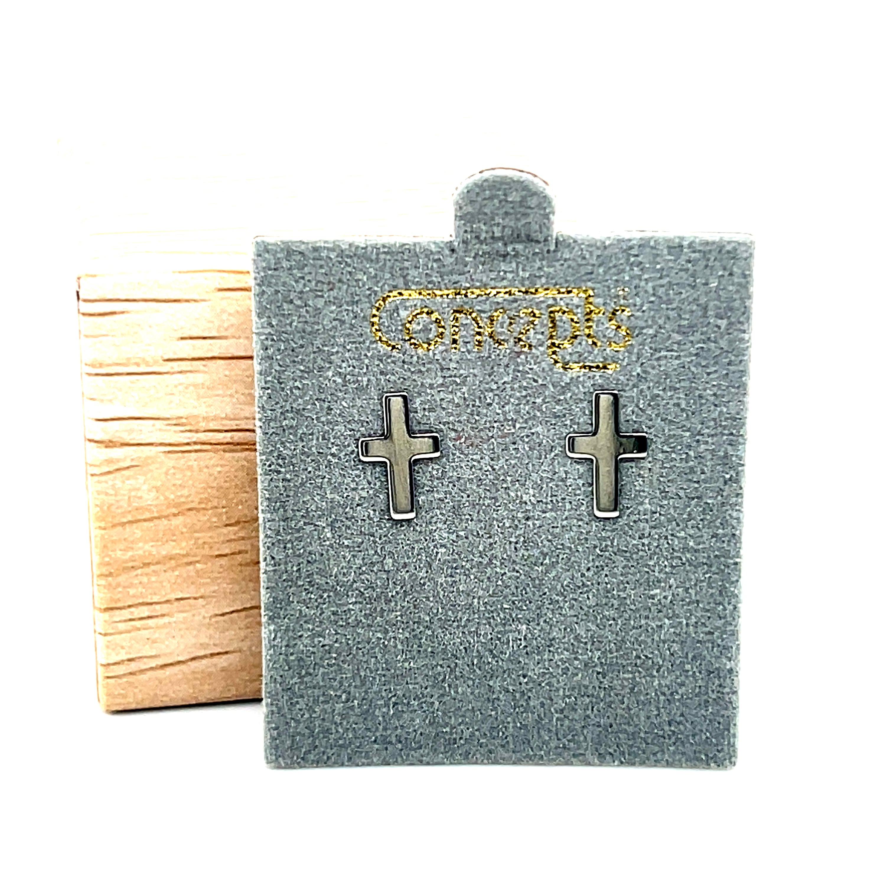 Concepts Silver-Tone ~10x6mm Cross Allergy Free Earrings