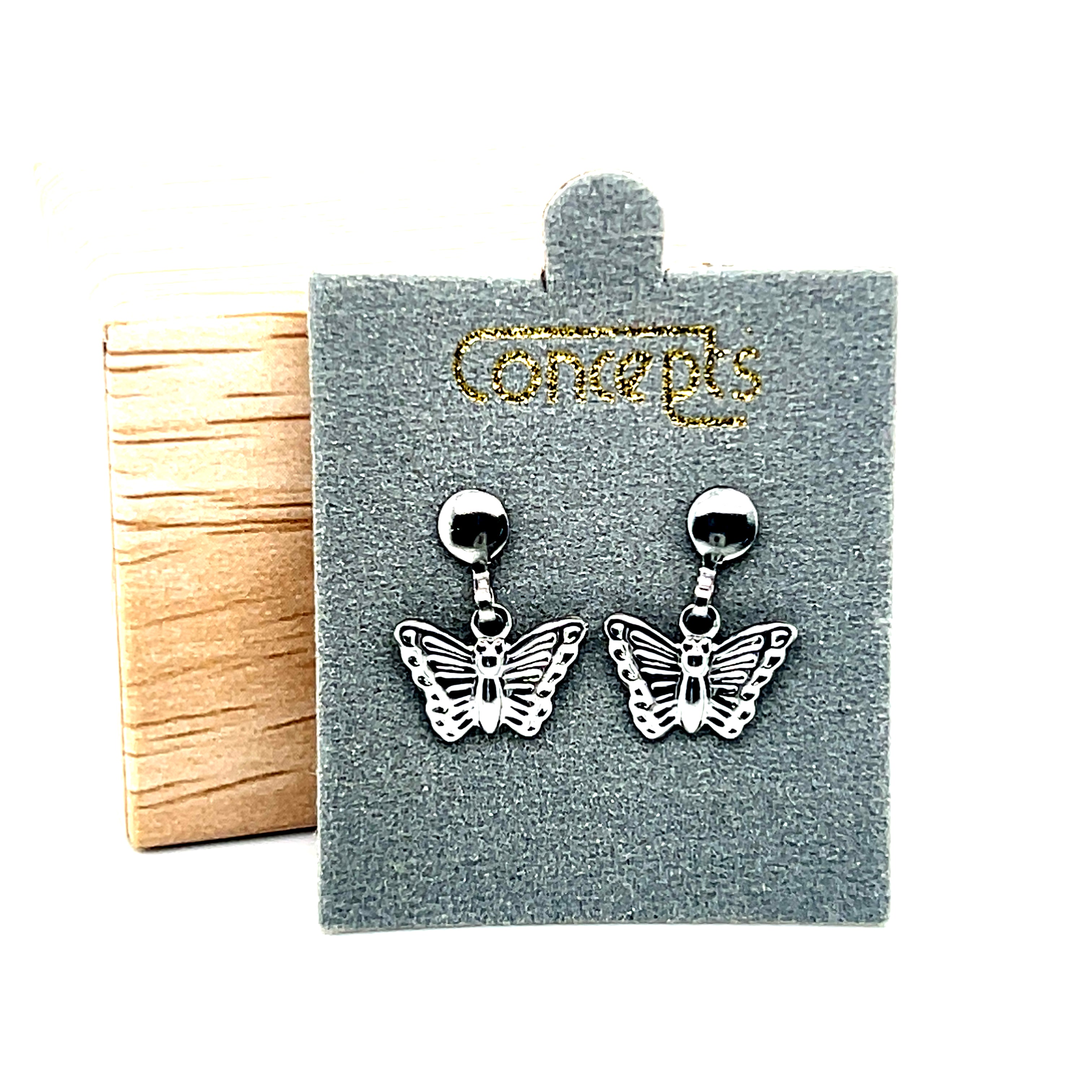Concepts Silver-Tone Butterfly Allergy Free Earrings