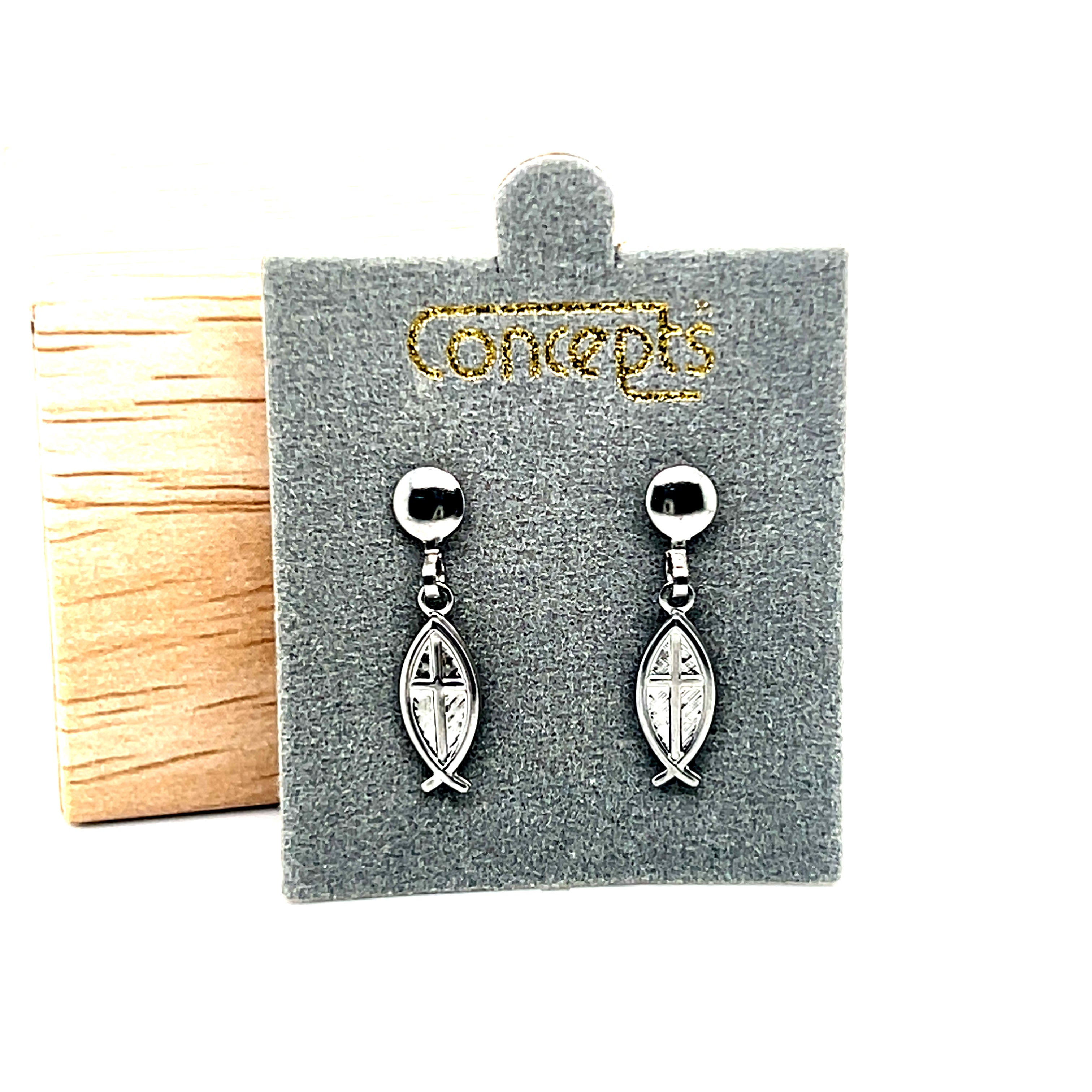 Concepts Silver-Tone Cross/Fish Allergy Free Earrings