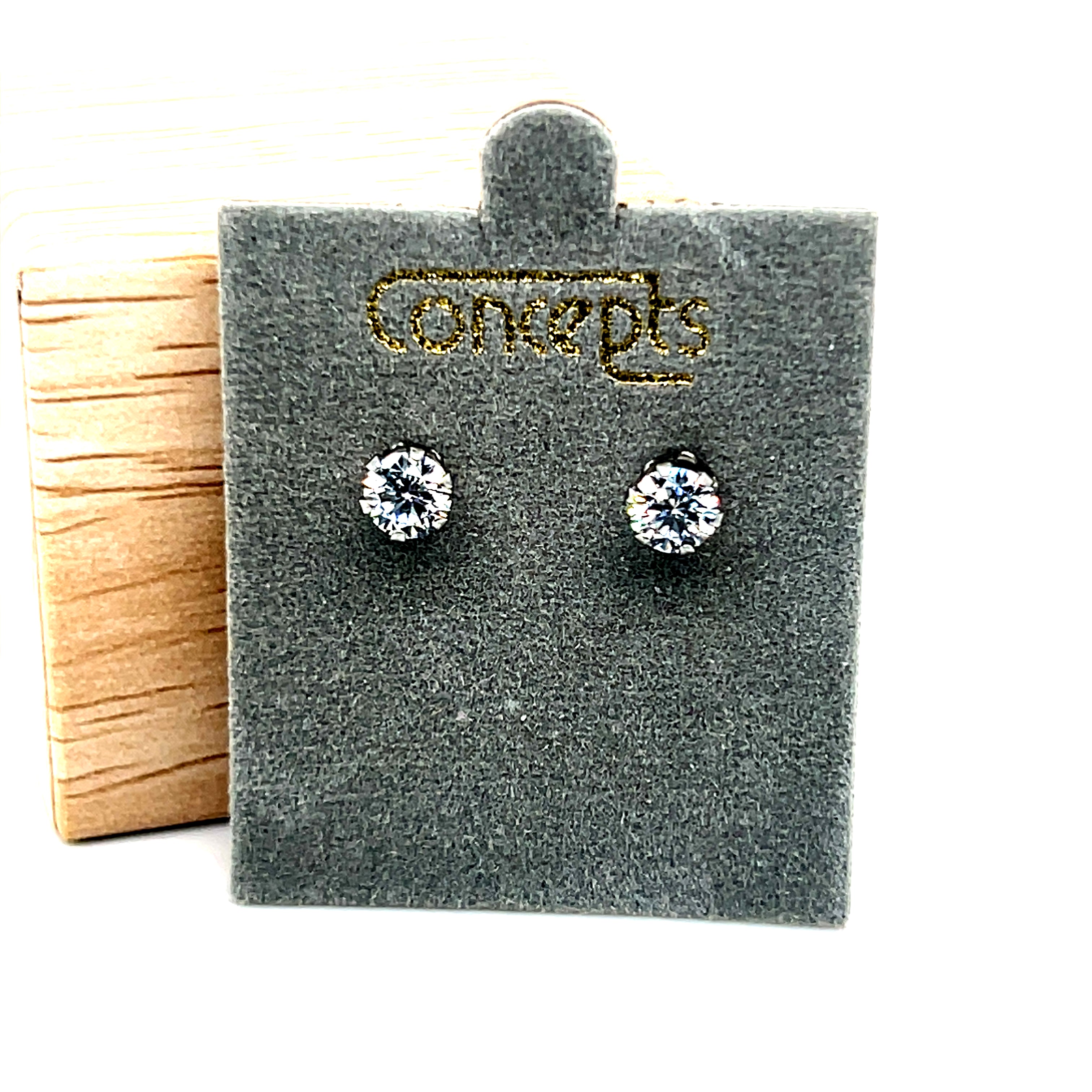 Concepts Silver-Tone 5mm White CZ Allergy Free Earrings