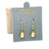 Concepts Gold-Tone ~22x6mm Simulated Pearl Fishhook Allergy Free Earrings