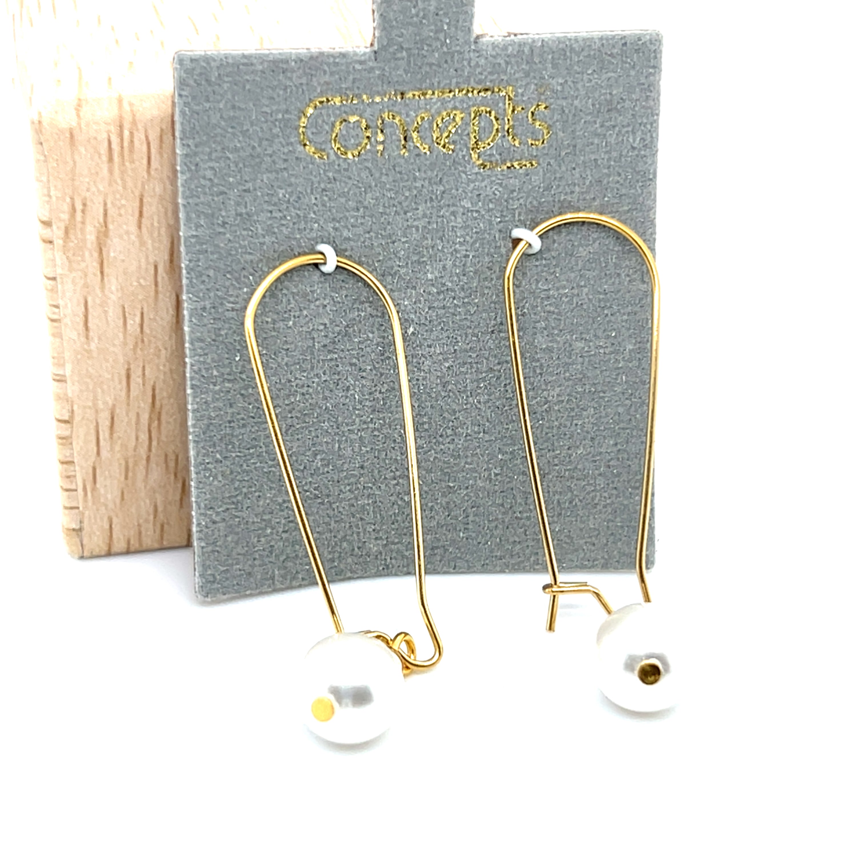 Concepts Gold-Tone Simulated Pearl LK Allergy Free Earrings