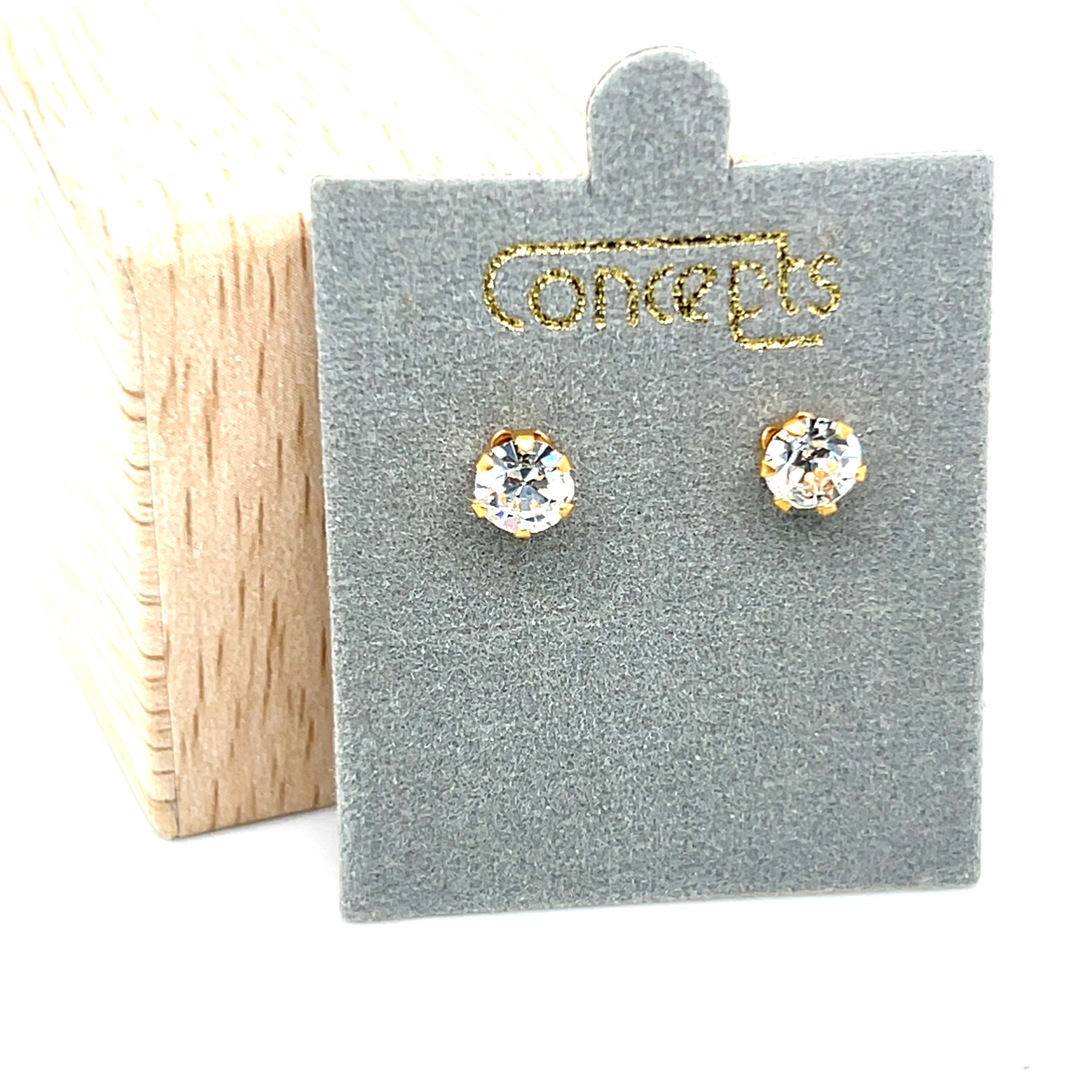 Concepts Gold-Tone 5mm April Birthstone Allergy Free Earrings