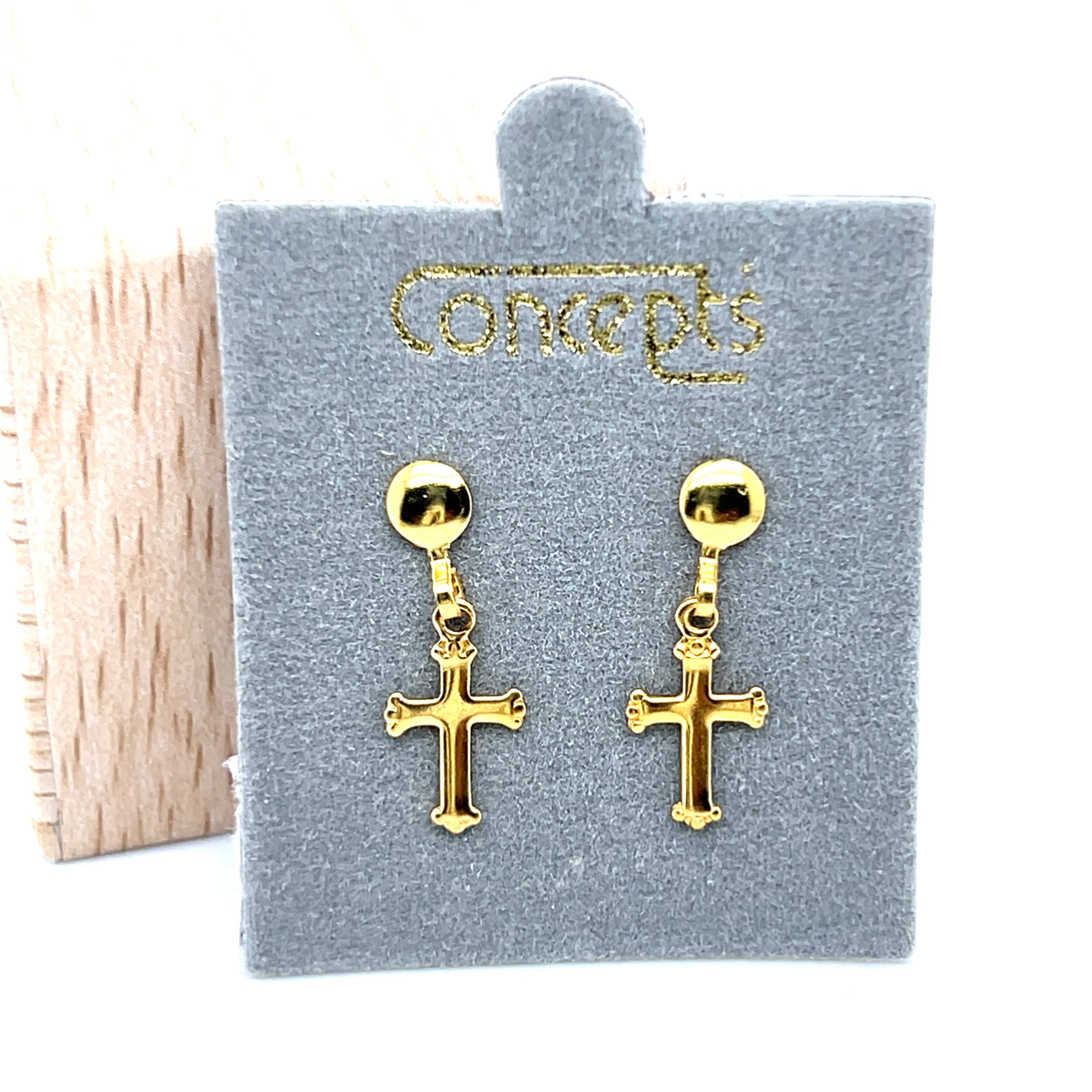 Concepts Gold-ToneFancy Cross PD Allergy Free Earrings
