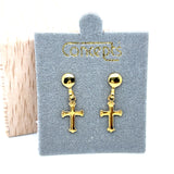 Concepts Gold-ToneFancy Cross PD Allergy Free Earrings
