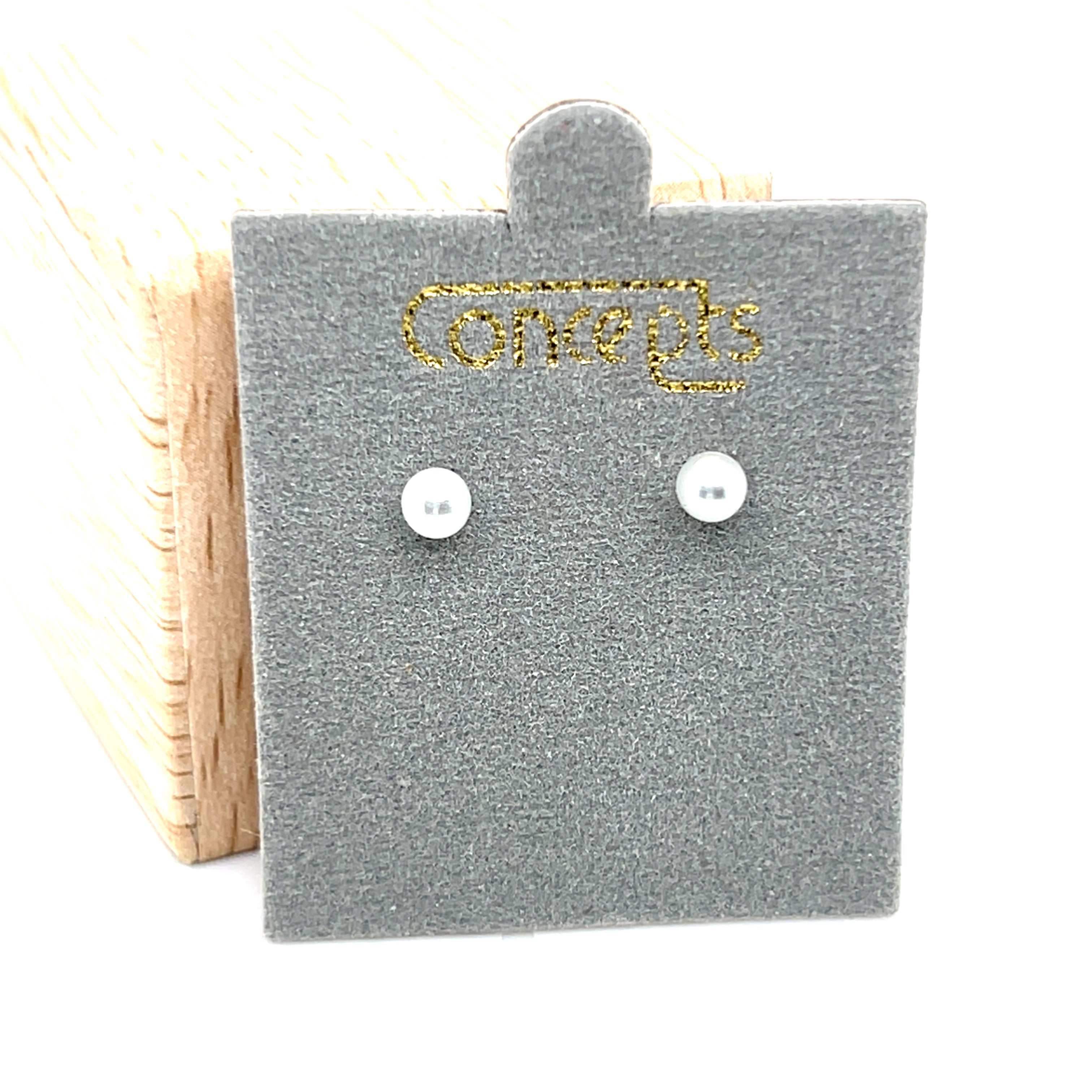 Silver-Tone 4mm Simulated Pearl Allergy Free Earrings