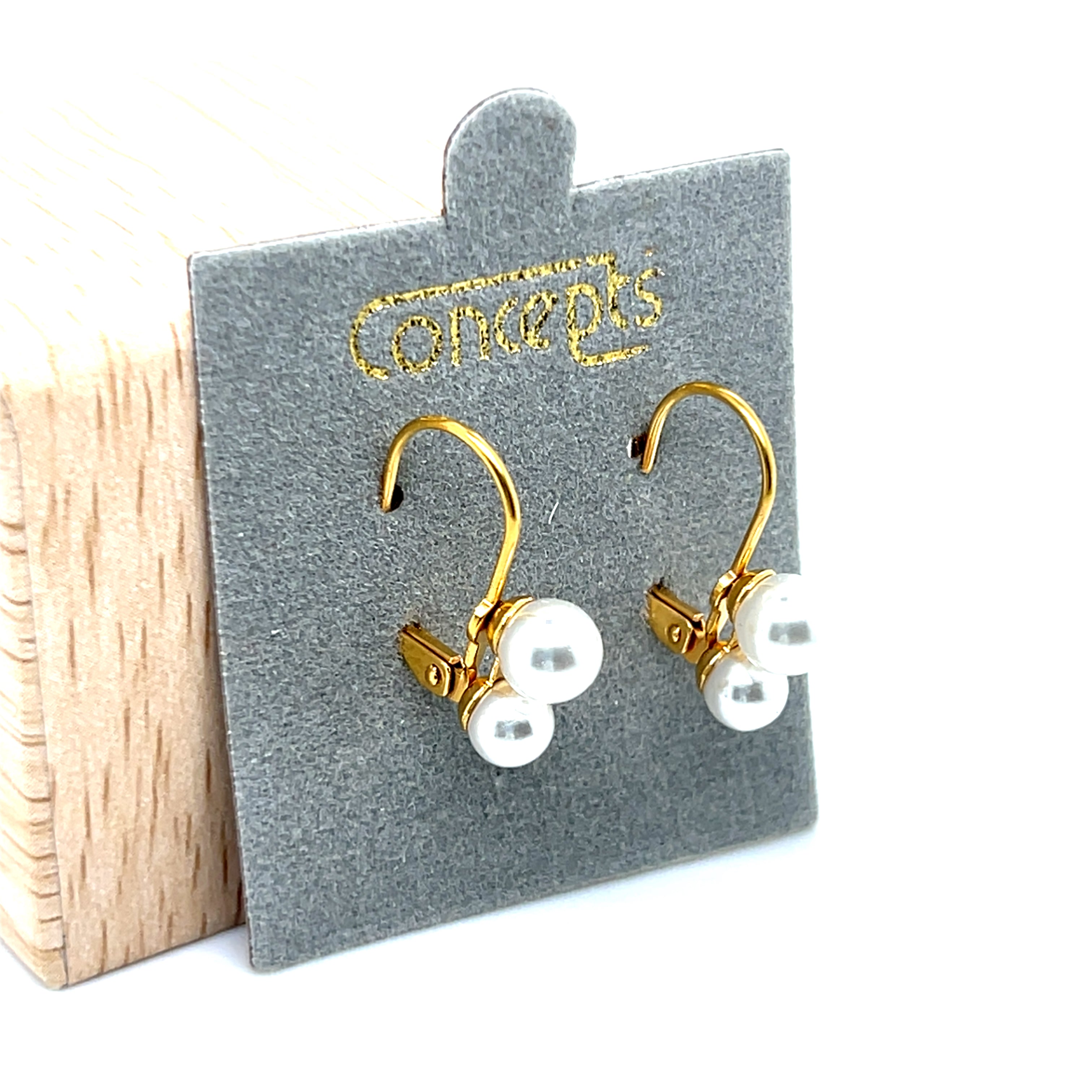 Concepts Gold-Tone Large Simulated 2 Pearl Allergy Free Earrings