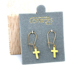 Concepts Gold-Tone Cross SK Allergy Free Earrings